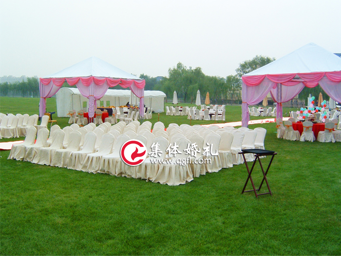 北京集体婚礼：粉色系草坪集体婚礼